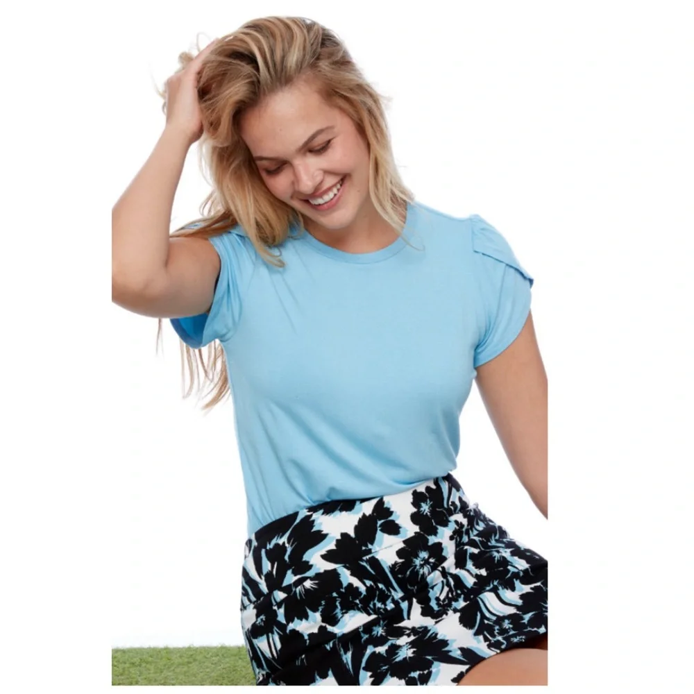 •SWING CONTROL• Petal Sleeve Jersey Knit Top in Black Size‎ S Golf Athleisure - Picture 12 of 12